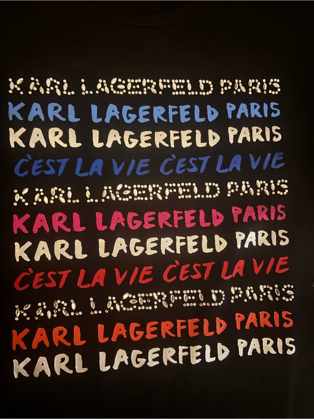 Karl Lagerfeld Paris Black Graphic Logo Tee - Multicolor Text - Picture 5 of 9